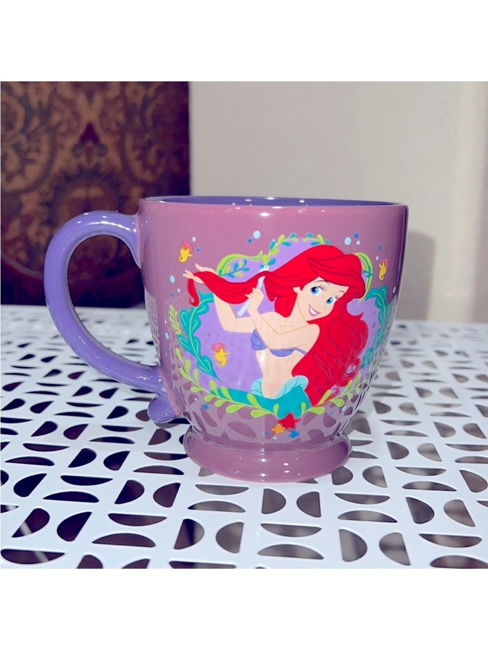 Disney The Little Mermaid Ariel Ceramic Mug - Lavender & Red
